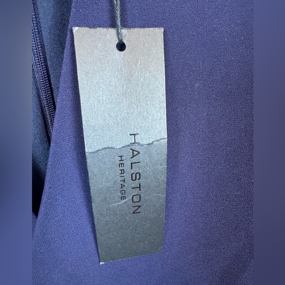 Halston Heritage Cap Sleeve Crepe Dress in Navy Blue - Picture 7 of 8